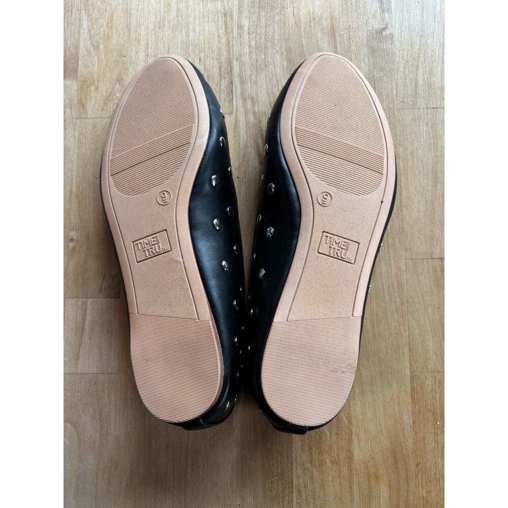 Black Studded Bow Statement Ballet Flat Memory Foam Size 9 NWOT Time And Tru - Picture 8 of 9